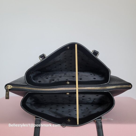 KATE SPADE Monet Triple Compartment Pebbled Leather Large Tote - Black color 🎈 - Picture 13 of 16